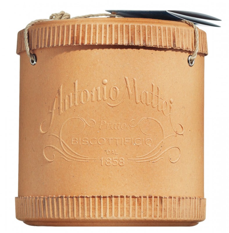 Biscotti di Prato alle Mandorle Cappelliera, Toscaanse amandelkoekjes, hoedendoos, Mattei - 200g - Deel