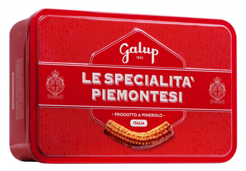 Kekse aus Mürbeteig, Blechdose, I Biscotti Krumiri, latta, Galup - 250 g - Packung Kekse aus Mürbeteig, Blechdose, I Biscotti Krumiri, latta, Galup - 250 g - Packung