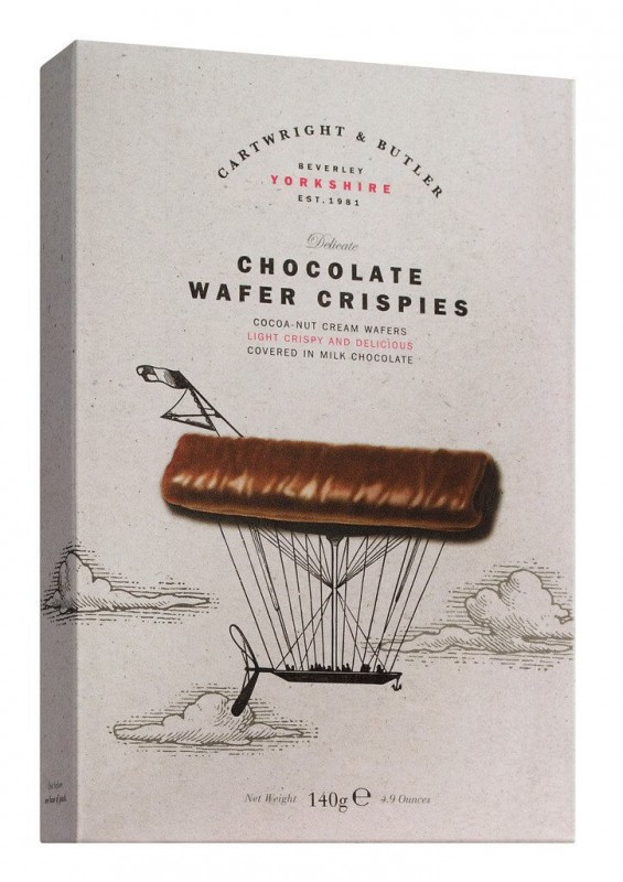 Chocolate Wafer Crispies, Crunchy Chocolate Waffles, Cartwright and Butler - 140 g - pack