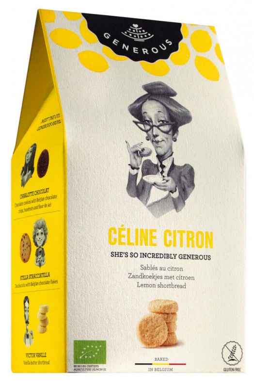 Celine Citron, organic, Zitronenbuttergebäck, glutenfrei, Bio, Generous - 120 g - Packung Celine Citron, organic, Zitronenbuttergebäck, glutenfrei, Bio, Generous - 120 g - Packung