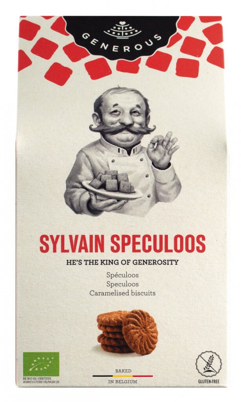 Sylvain Speculoos, organic, gluten-free, speculoos biscuits, gluten-free, organic, generous - 100 g - pack