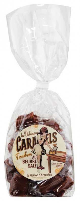 Caramels au Beurre sale, sachet servez-vous, caramel candy with salted butter, bag, La Maison d`Armorine - 200 g - piece