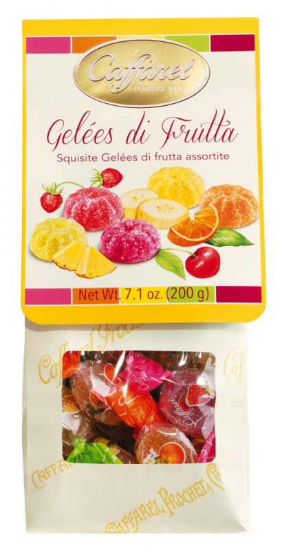Jellies di frutta, sacchetto, mini frugt gelé, poser, caffarel - 200 g - taske