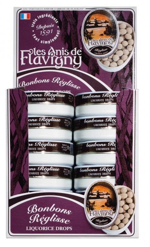 Candy Reglisse, display, candy with licorice, display, Les Anis de Flavigny - 12 x 50 g - display