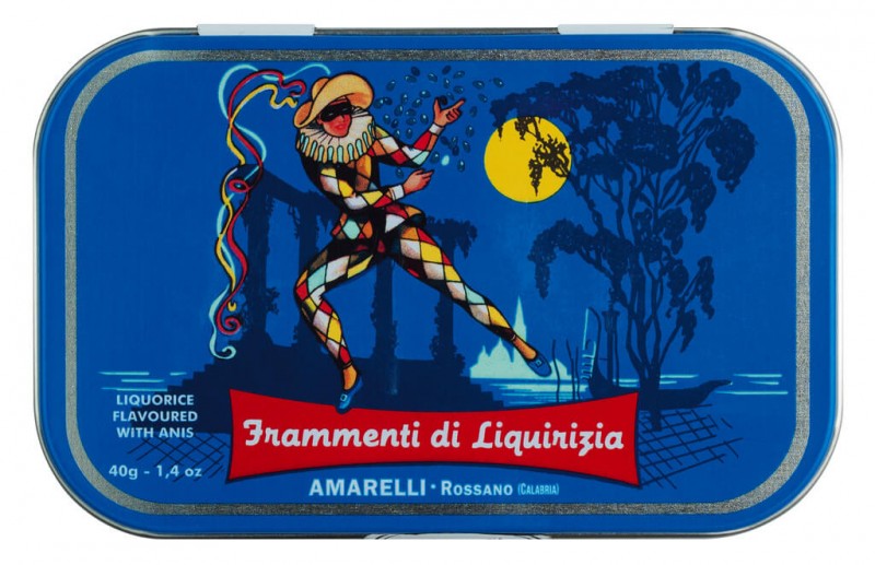Arlecchino - Rombetti-anice, lakridspastiller med anis, Amarelli - 12 x 40 g - udstilling