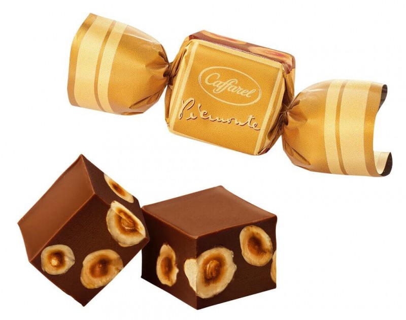 Piemonte, gianduia con nocciole, sfuso, Piemonte Gianduia cubes whole milk, loose goods, caffarel - 1,000 g - kg