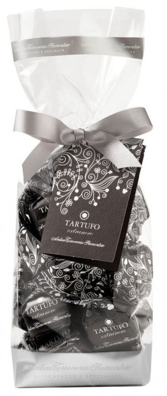 Tartufi dolci extraneri, sacchetto, chokolade-trøfler ekstra-mørk, pose, Antica Torroneria Piemontese - 200 g - taske