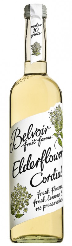 Hjertelig ældreblomst, ældebærsirup, Belvoir - 0,5 l - flaske