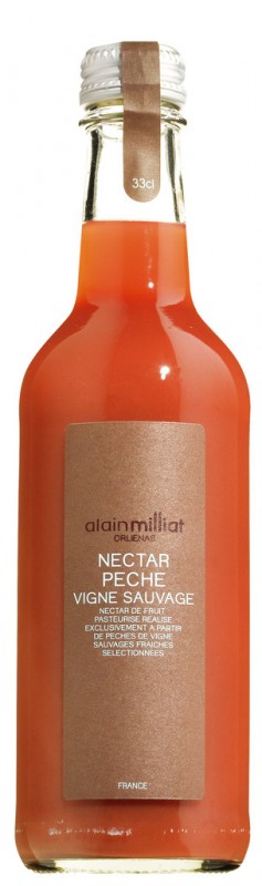 Weinberg Pfirsich-Nektar, Weinberg Pfirsich-Nektar, 50% Fruchtanteil, Alain Milliat - 0,33 l - Flasche Weinberg Pfirsich-Nektar, Weinberg Pfirsich-Nektar, 50% Fruchtanteil, Alain Milliat - 0,33 l - Flasche