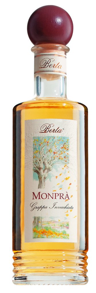 Monpra, Grappa invecchiata, Grappa aus Barbera-+ Nebbiolo-Trester, Berta - 0,2 l - Flasche Monpra, Grappa invecchiata, Grappa aus Barbera-+ Nebbiolo-Trester, Berta - 0,2 l - Flasche