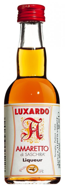 amande amère liqueur 28%, Amaretto di Saschira, Luxardo - 0,05 l - bouteille