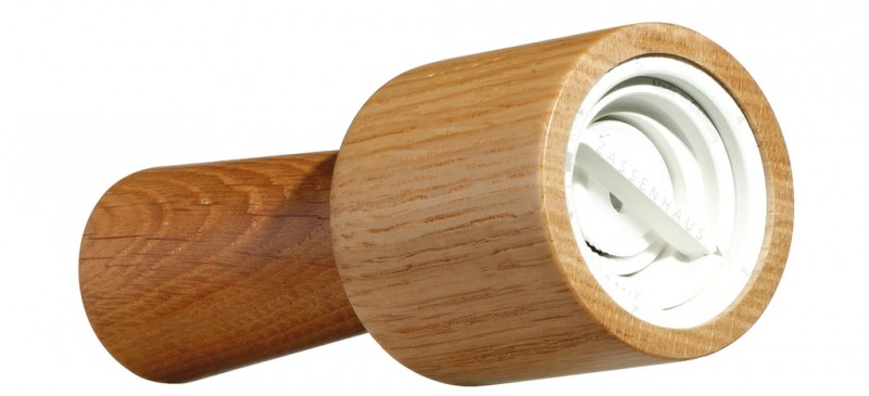 Pfeffer- und Salzmühle Mini, aus heller Eiche, Raumgestalt - 14 x 5,5 cm - Stück Pfeffer- und Salzmühle Mini, aus heller Eiche, Raumgestalt - 14 x 5,5 cm - Stück