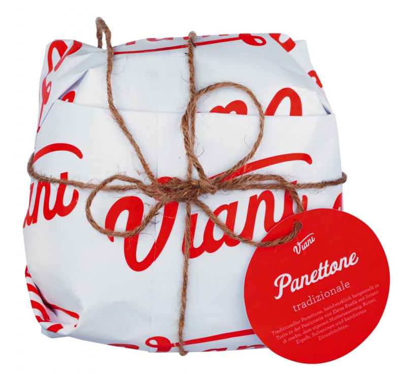 Hefekuchen mit Sultaninen und Zitrusschale, Panettone tradizionale 500, Viani - 500 g - Stück Hefekuchen mit Sultaninen und Zitrusschale, Panettone tradizionale 500, Viani - 500 g - Stück