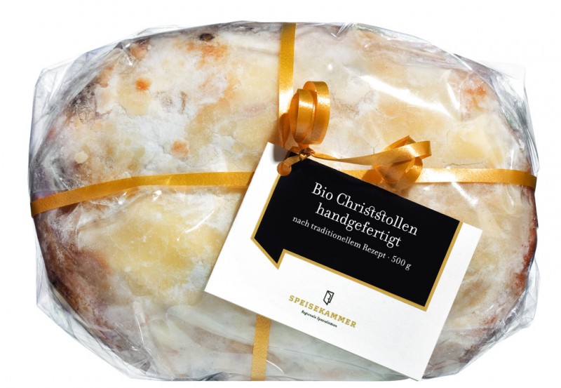nach traditionellem Rezept, Christstollen, handgefertigt, Bio, Speisekammer - 500 g - Stück nach traditionellem Rezept, Christstollen, handgefertigt, Bio, Speisekammer - 500 g - Stück