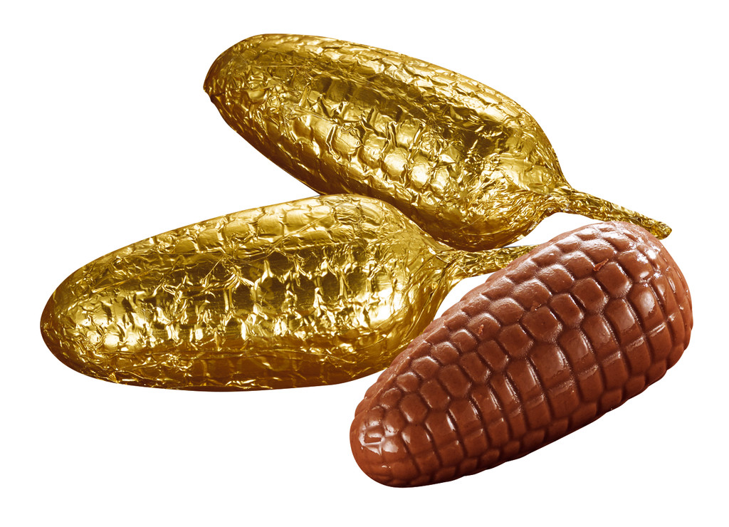 Pigne dorate, sfuse, Schokoladen - Pinienzapfen, guld, tab, Caffarel - 1,000 g - kg