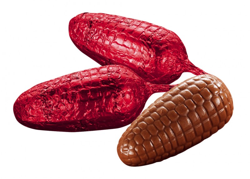 Pigne rosse, sfuse, chocolade dennenappels, rood, los, caffarel - 1,000 g - kg