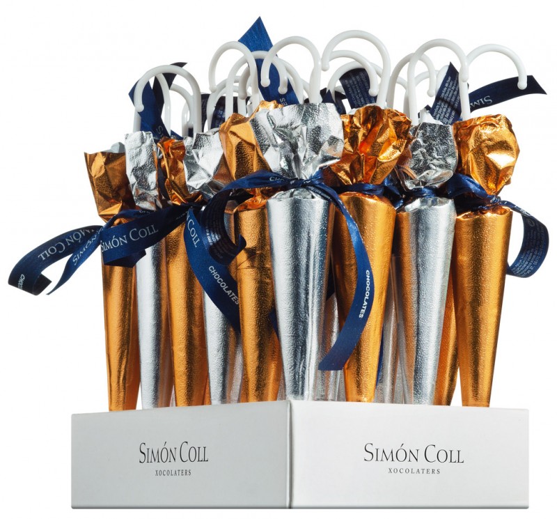 Sombrilla Oro-Plata, Display, Schirme Gold und Silber, Vollmilch, Display, Simon Coll - 24 x 35 g - Display