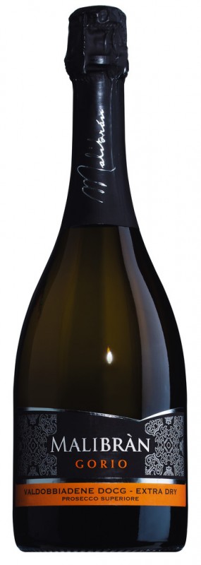 Valdobbiadene DOCG Prosecco Sup.extra dry Gorio, Schaumwein, Malibran - 0,75 l - Flasche Valdobbiadene DOCG Prosecco Sup.extra dry Gorio, Schaumwein, Malibran - 0,75 l - Flasche