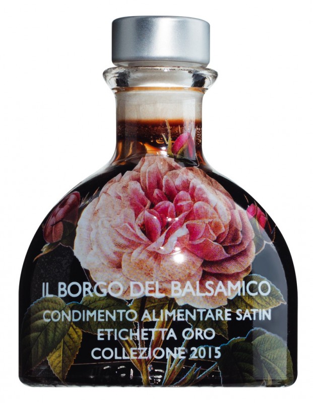 Condimento Alimentare Satin Collezione 2015, Gereiftes Essig-Dressing, im Karton, Il Borgo del Balsamico - 100 ml - Flasche Condimento Alimentare Satin Collezione 2015, Gereiftes Essig-Dressing, im Karton, Il Borgo del Balsamico - 100 ml - Flasche