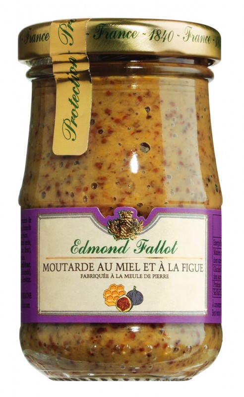 Moutarde au miel et a la figue, Dijon mustard with honey and figs, Fallot - 100 g - Glass