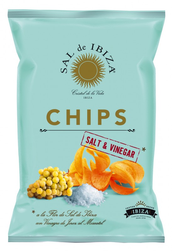 Chips Salt & Vinegar, Kartoffelchips mit Salz und Essig, Sal de Ibiza - 125 g - Stück