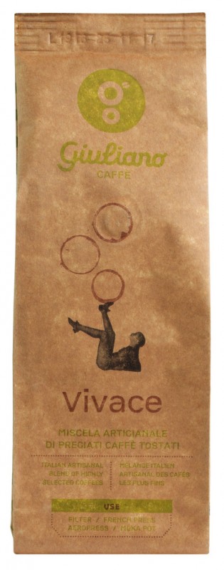 Ground coffee beans, Vivace macinato, Giuliano - 250 g - pack