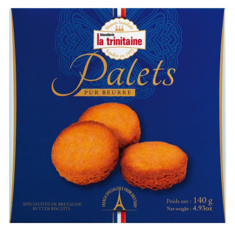 Palettes pures, biscuits au beurre de Bretagne, La Trinitaine - 140 g - pack