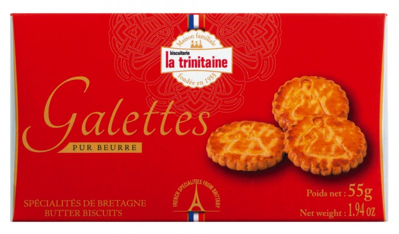 Galettes pur beurre, Buttergebäck aus der Bretagne, La Trinitaine - 55 g - Packung