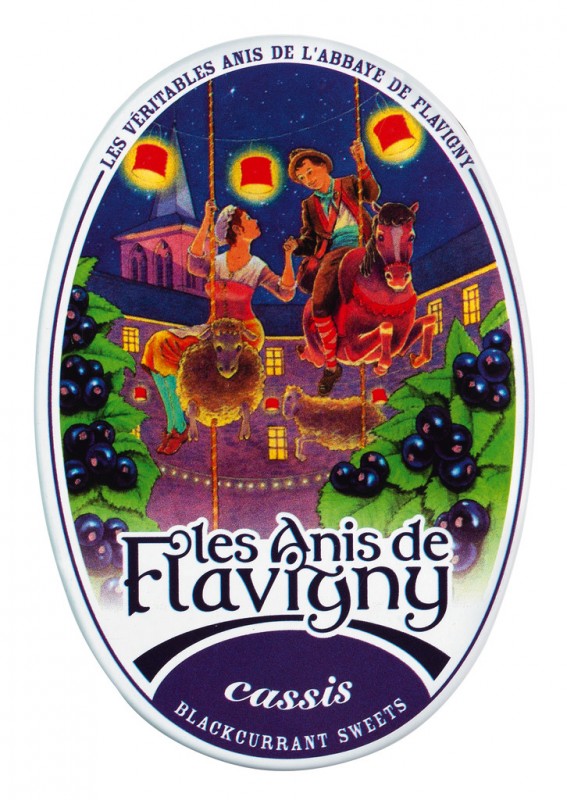 Candy Cassis, Display, Candy with Cassis, Display, Les Anis de Flavigny - 12 x 50 g - udstilling