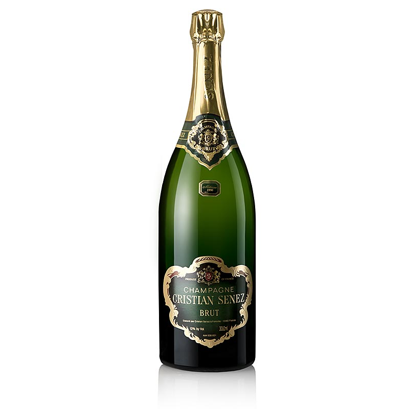 Champagner Cristian Senez 1990er Brut Millesime, 12% vol., Doppelmagnum, Holzk. - 3 l - Flasche Champagner Cristian Senez 1990er Brut Millesime, 12% vol., Doppelmagnum, Holzk. - 3 l - Flasche