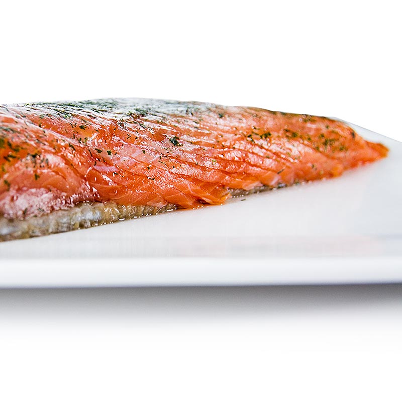 Scottish gravlax, pickled, with dill, sliced - about 500 g - vacuum