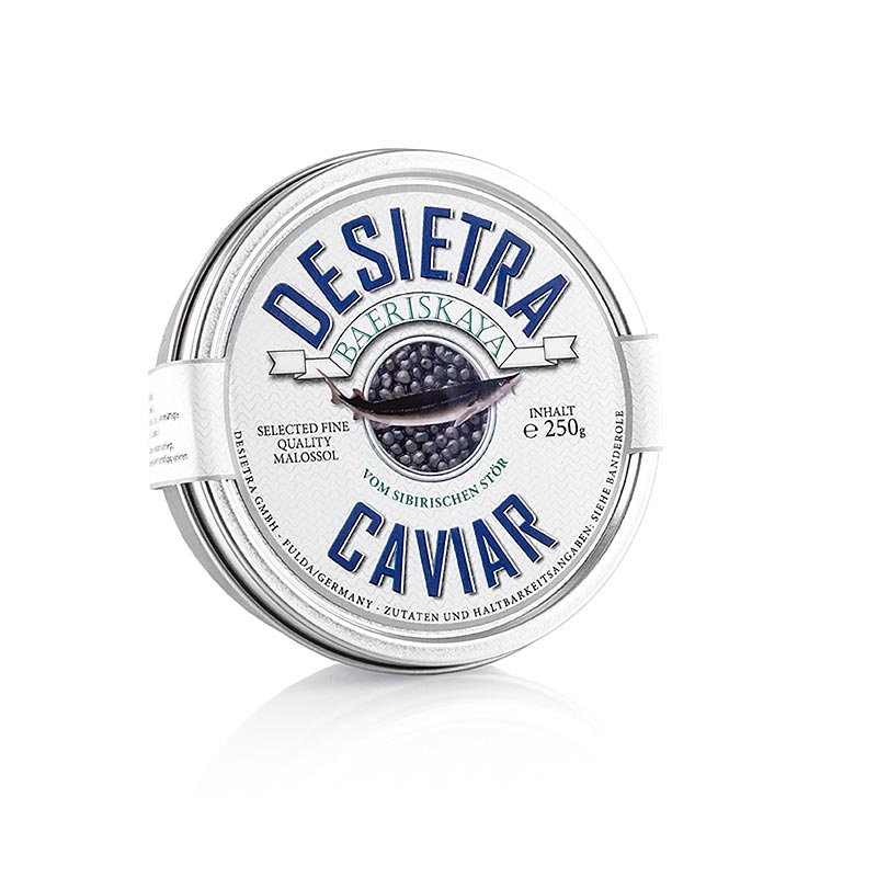 Desietra Baeriskaya Kaviar (Acipenser baerii), Aquakultur Deutschland - 250 g - Dose