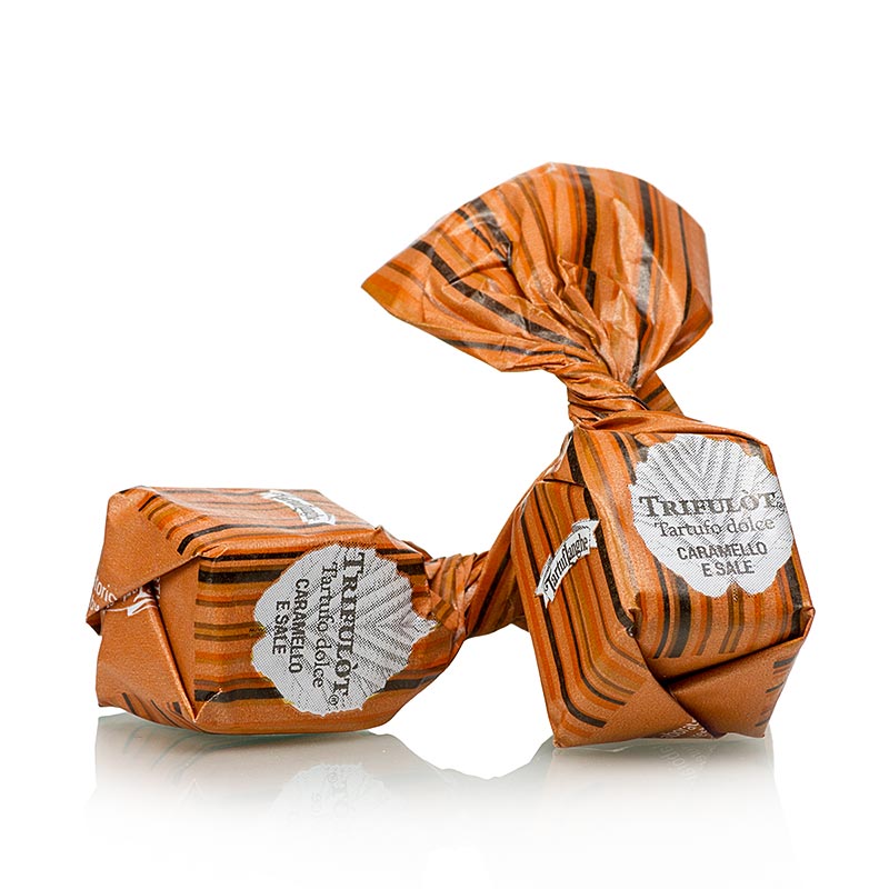 Mini truffes au chocolat de Tartuflanghe - Dolce dAlba Caramello et VENTE, caramel / sel de Guérande, env. 7g - 500 g - sac
