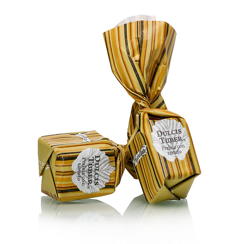 Mini Trüffelpralinen von Tartuflanghe - Dolce dAlba DULCIS TUBER TARTUFO mit Sommertrüffeln a 7g, beiges Papier - 1 kg - Beutel Mini Trüffelpralinen von Tartuflanghe - Dolce dAlba DULCIS TUBER TARTUFO mit Sommertrüffeln a 7g, beiges Papier - 1 kg - Beutel