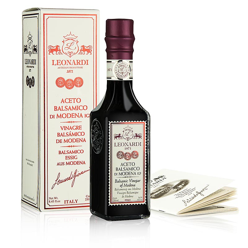 Leonardi - Aceto Balsamico di Modena IGP/BGA, Francobollo, 6 jaar L192 - 250 ml - fles Leonardi - Aceto Balsamico di Modena IGP/BGA, Francobollo, 6 jaar L192 - 250 ml - fles