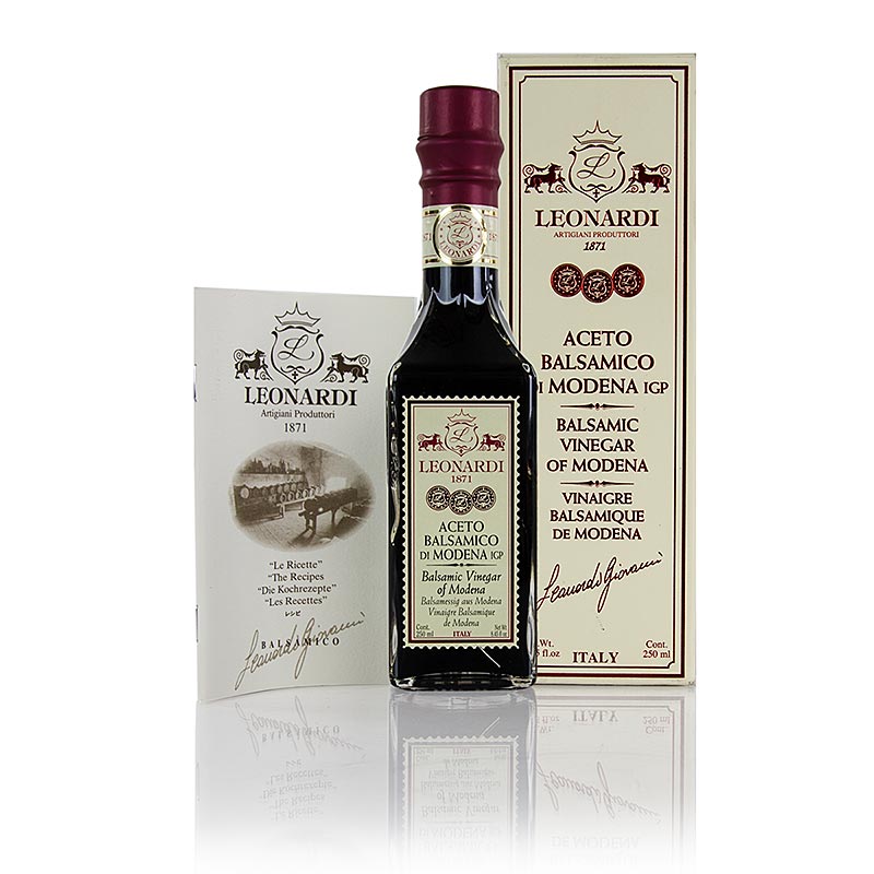 Leonardi - Aceto Balsamico di Modena IGP/BGA, Francobollo, 6 jaar L192 - 250 ml - fles Leonardi - Aceto Balsamico di Modena IGP/BGA, Francobollo, 6 jaar L192 - 250 ml - fles