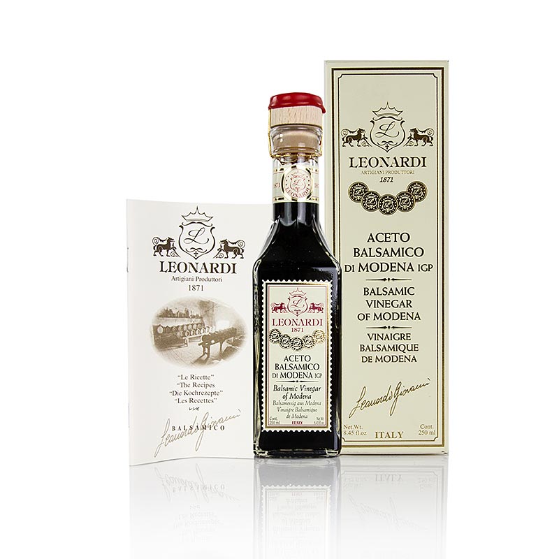 Leonardi - Aceto Balsamico di Modena IGP/BGA, Francobollo, 10 jaar L194 - 250 ml - fles Leonardi - Aceto Balsamico di Modena IGP/BGA, Francobollo, 10 jaar L194 - 250 ml - fles