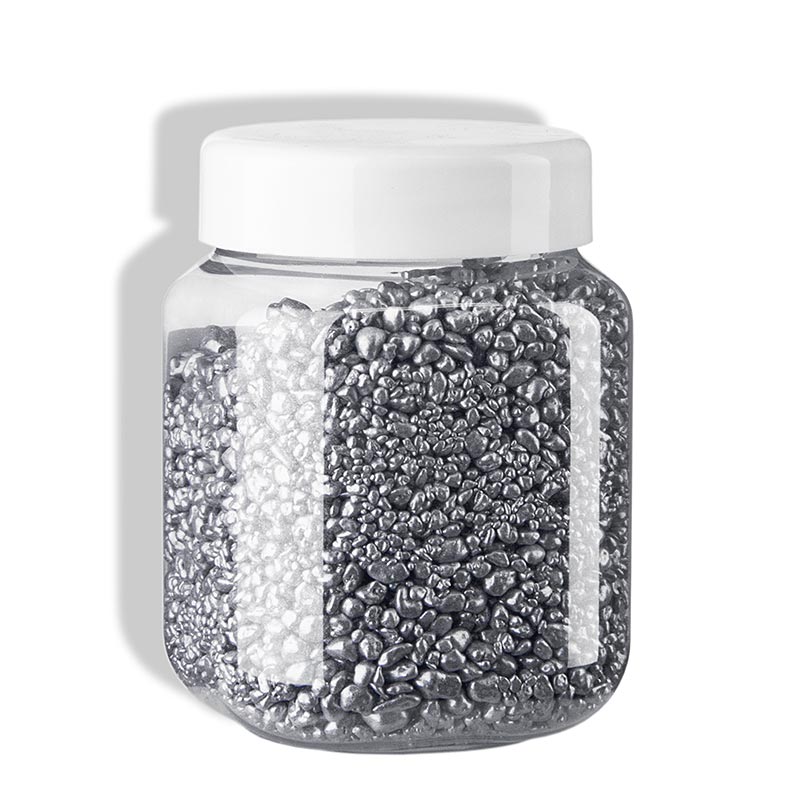 Pop shower, silver, with chocolate coating, kipetti - 250 g - Pe-dose Pop shower, silver, with chocolate coating, kipetti - 250 g - Pe-dose
