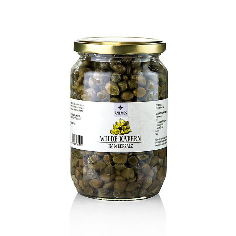 Wild capers, in sea salt, Anemos - 600 g - Glass