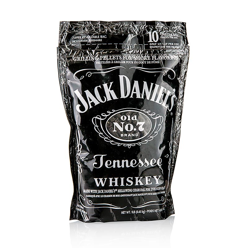 Grill BBQ - Räucherpellets aus Jack Daniel`s Wood Chips, Whiskeyfass-Eiche - 450 g - Beutel