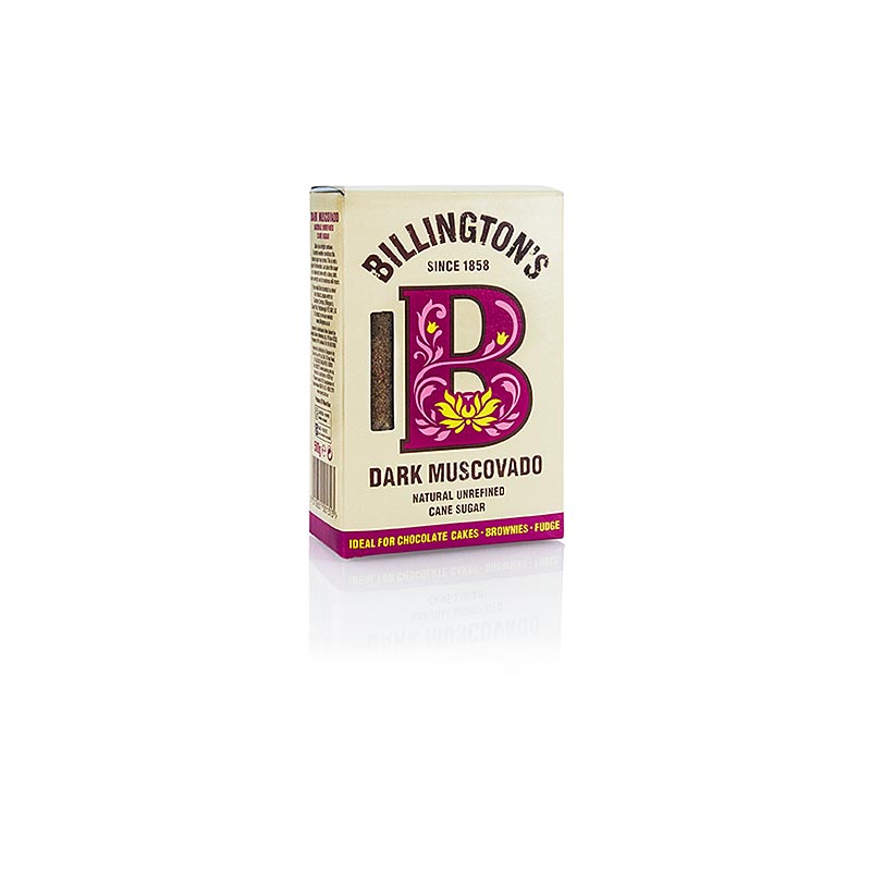 Muscovado Zucker, dunkel, Roh-Rohrzucker, Karamell- und Malznoten, Billington`s - 500 g - Schachtel