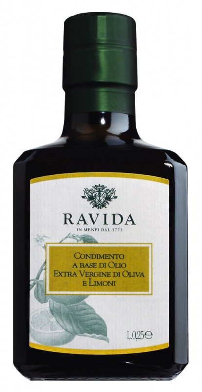 Condimento di Olio Extra Vergine di Oliva e Limoni, Natives Olivenöl extra mit Zitronen Ravida, Ravida - 250 ml - Flasche