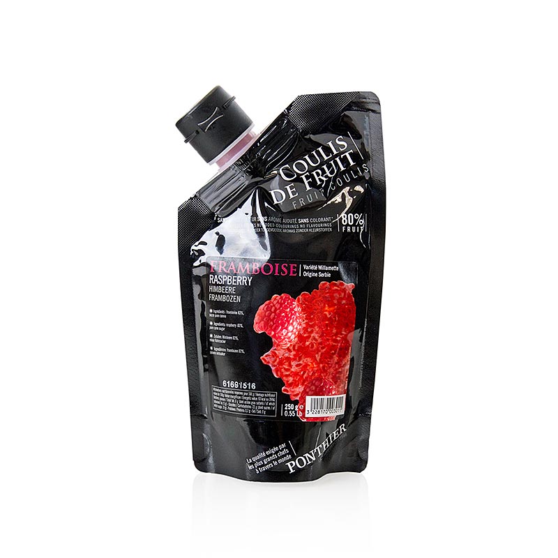 Coulis framboise, sauce, 20% sucre ponthier - 250 g - sac