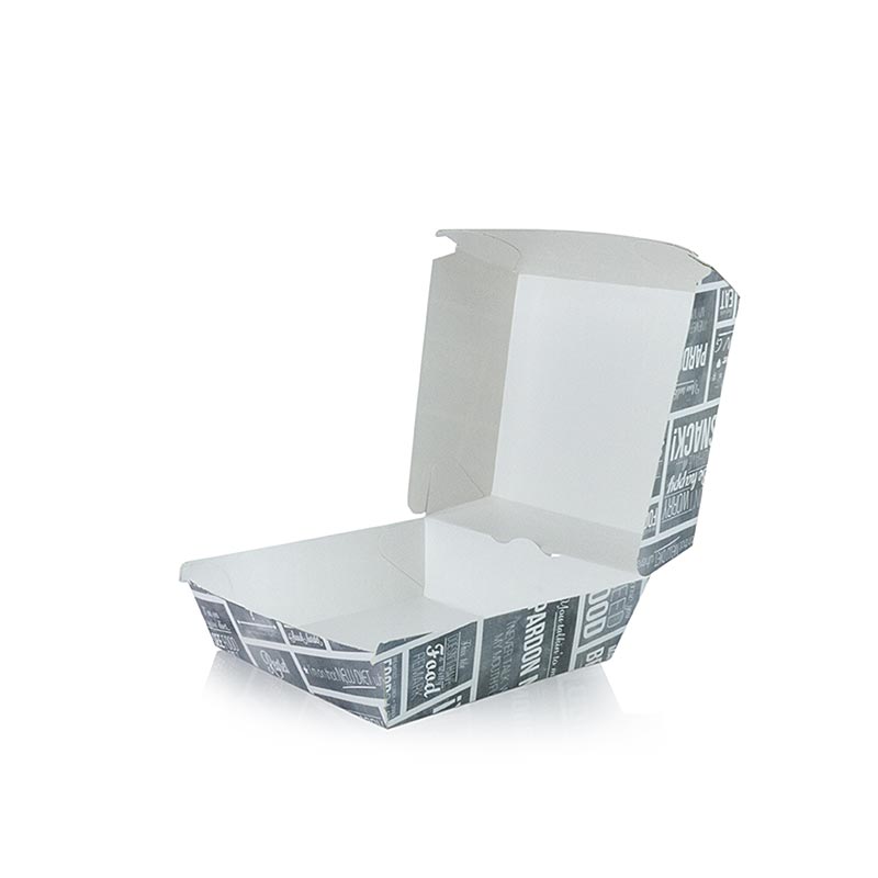 Disponibel burgerboks S, 90 x 90 x 70 mm, pap, kridtkoncept - 300 h - karton