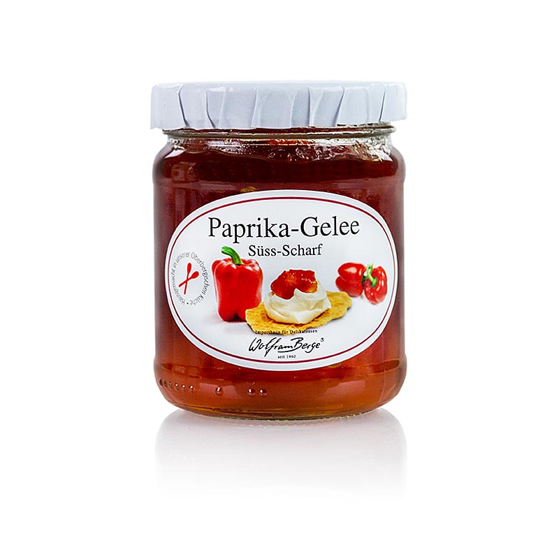 Paprika Gelee, rot, süß-pikant, Wolfram Berge - 225 g - Glas