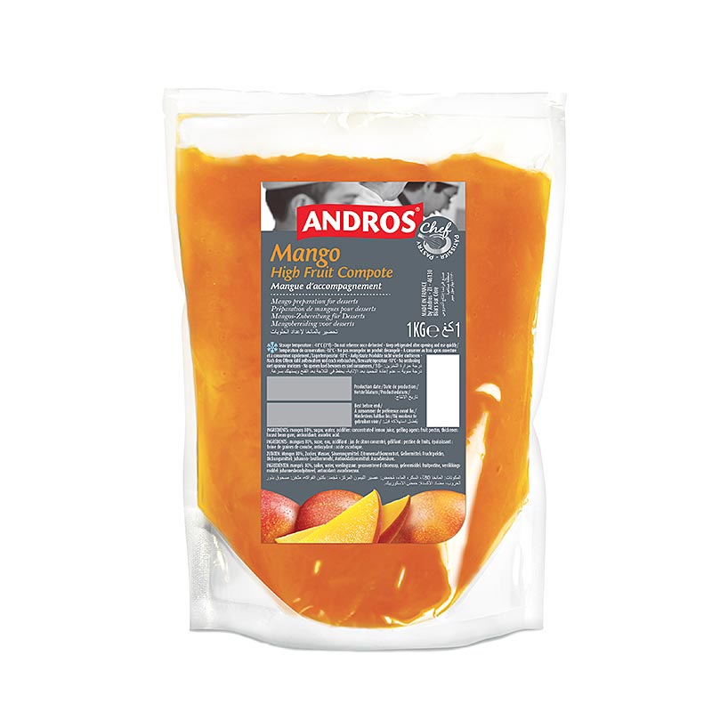 Andros Mango compote, with pieces, 1 kg, bag
