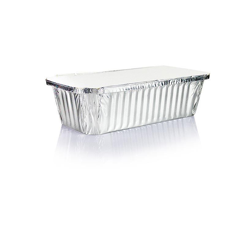 Wegwerp aluminium bakjes, rechthoekig met deksel, 5,4 x 11 x 21,3 cm, 1 l - 10 uur - karton