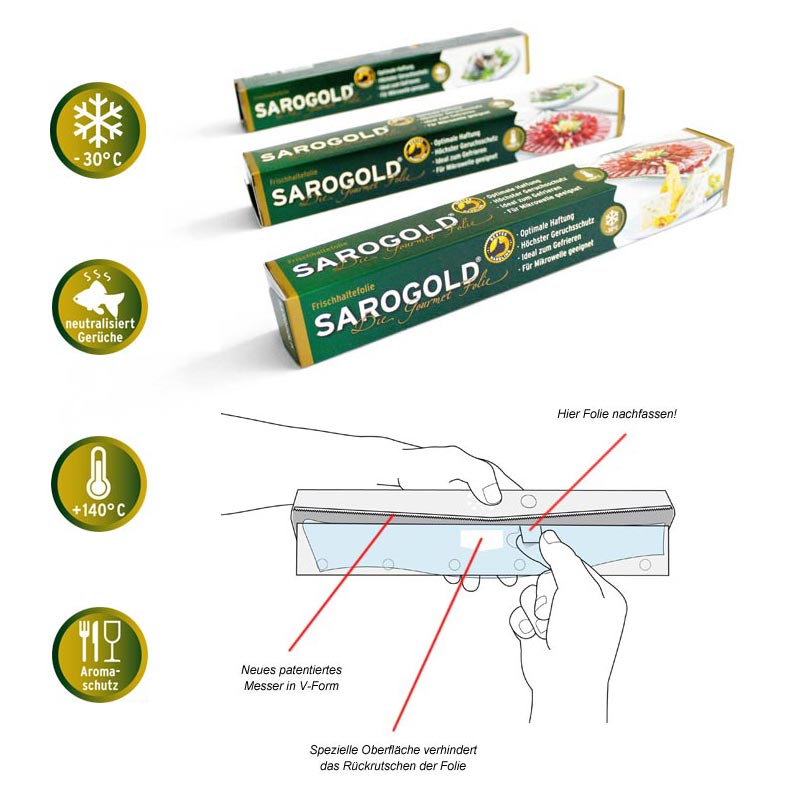 SAROGOLD gourmet foil 30cm x 20m - 1 roll, 20m - Carton