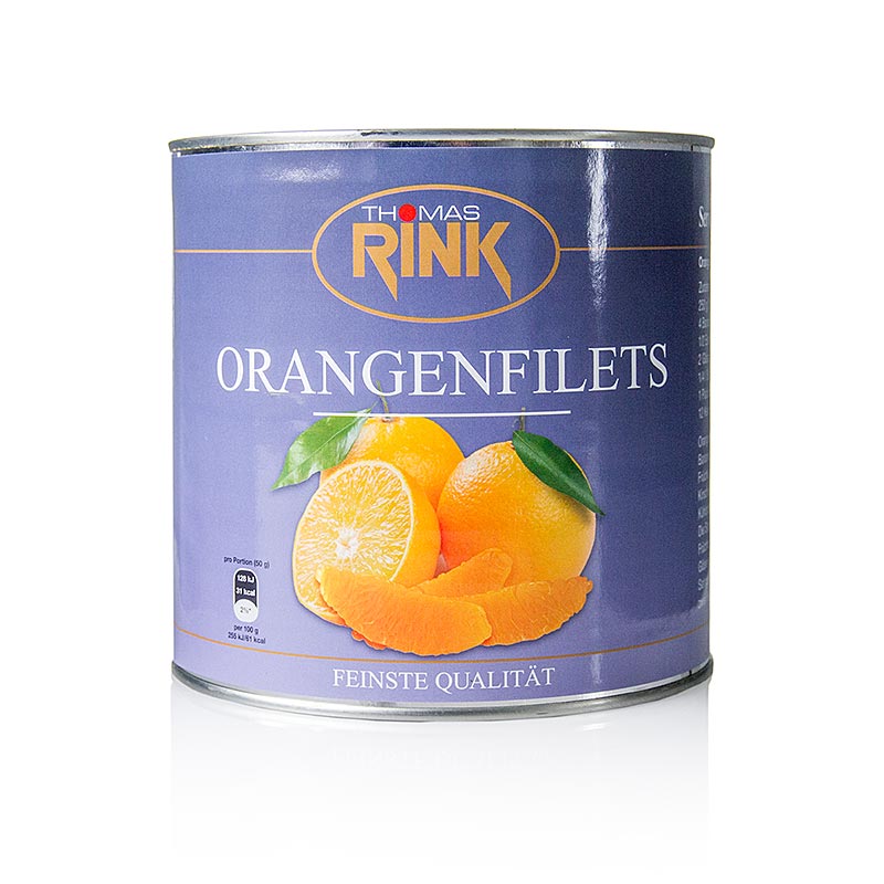 Sinaasappelfilets - gekalibreerde segmenten, licht gesuikerd, Thomas Rink - 2,65 kg - kan
