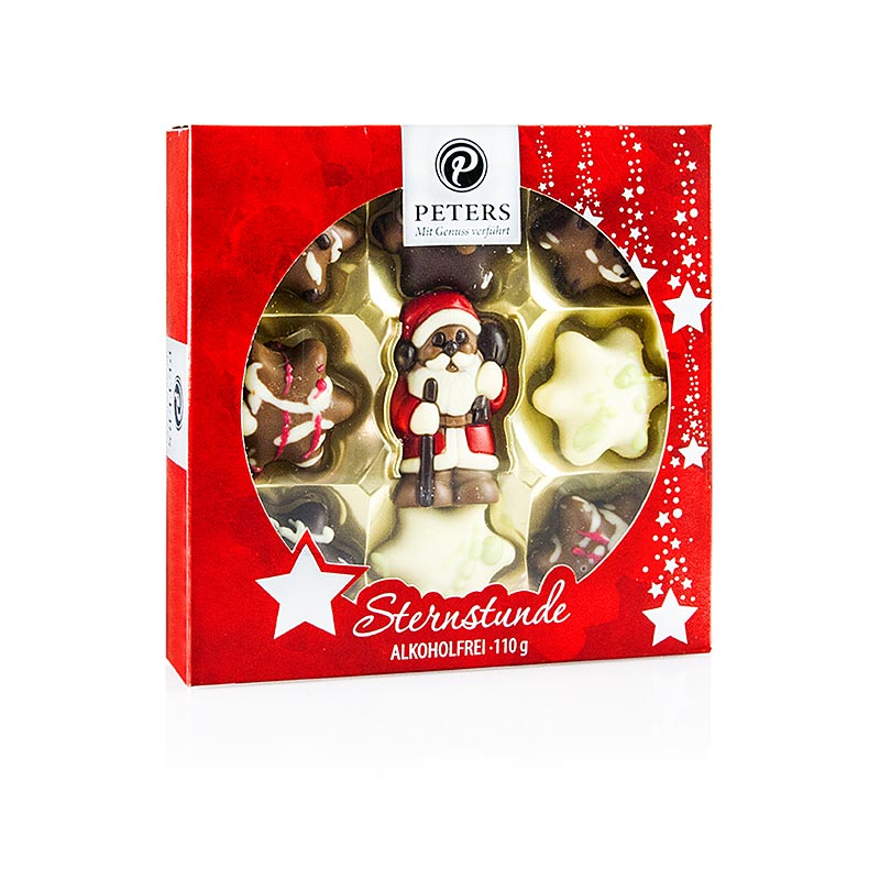Weihnachts Pralinen - Sternstunde, rot, alkoholfrei, 9 Stück, Peters - 110 g - Schachtel Weihnachts Pralinen - Sternstunde, rot, alkoholfrei, 9 Stück, Peters - 110 g - Schachtel